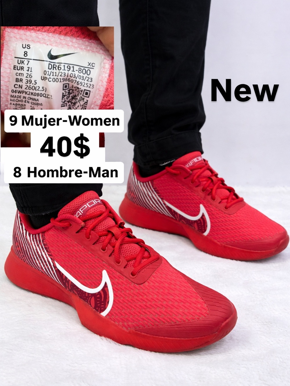 Nike Red and White Low-Top Training Sneakers